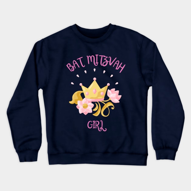 Bat Mitzvah Girl Princess Jewish Crewneck Sweatshirt by Delta V Art